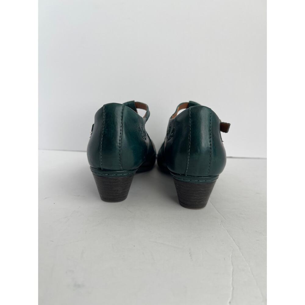 Rockport Cobb Hill Aubrey Leather T Strap Heeled Pumps Teal Green Women Size 7M - Picture 4 of 8